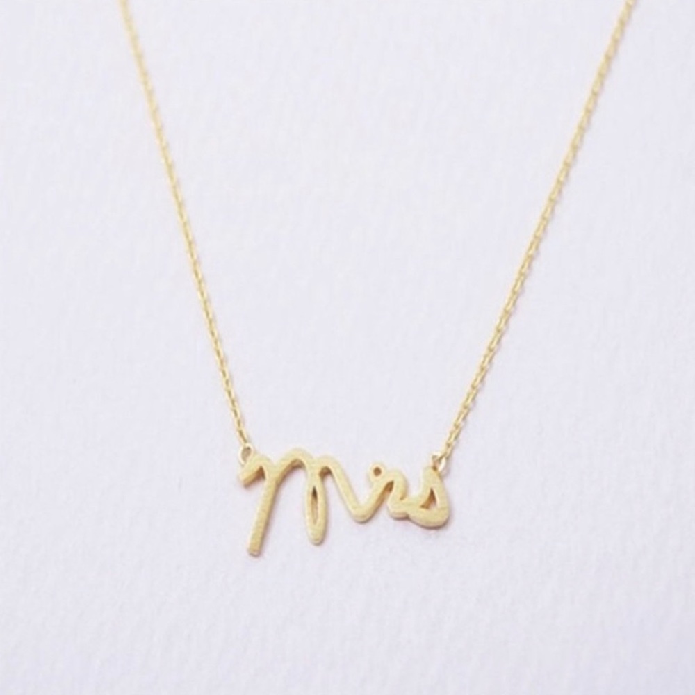 “Mrs.” necklace for newlywed bride